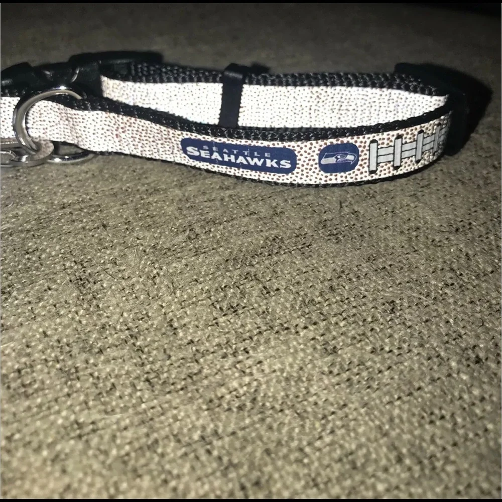 Seattle Seahawks NFL Adjust Reflective Silver Small Dog Cat Pet Collar 10”-14.5”